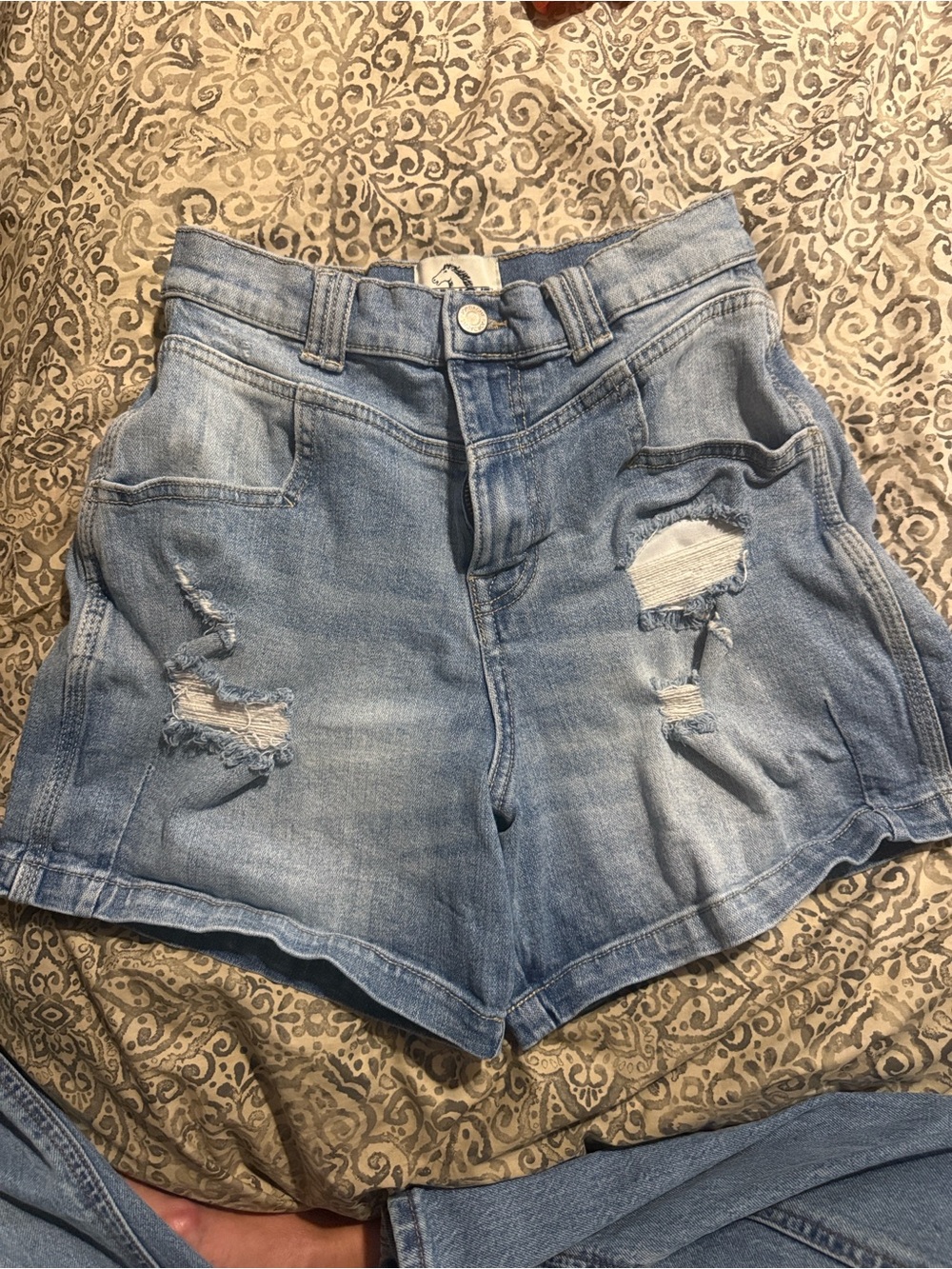 Jordache Light Blue Distressed High-Rise Denim Shorts